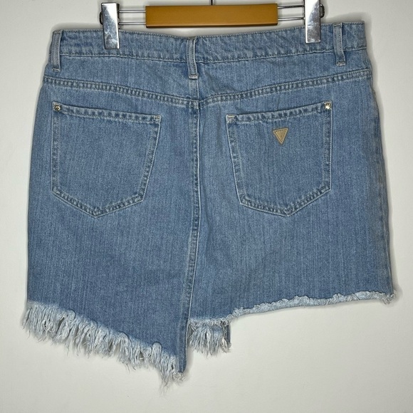 GUESS Stella Re-Engineered Asymmetrical Denim Jean Skirt Raw Hem Y2K Style - Picture 2 of 8